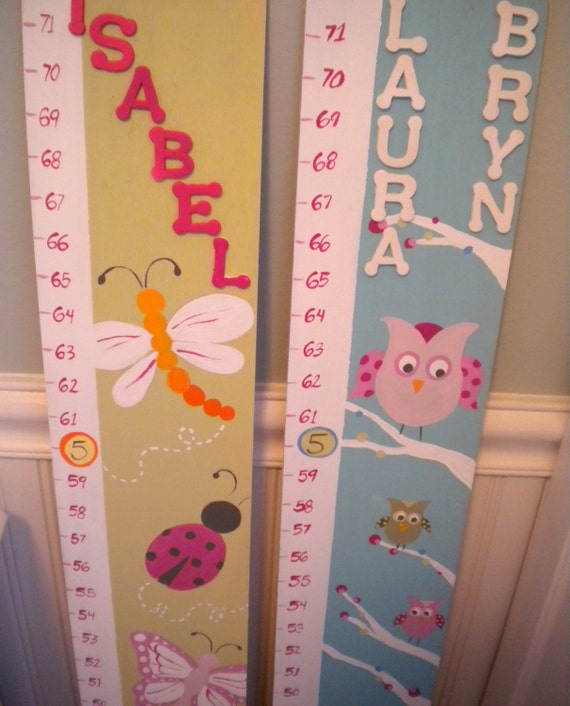 Items similar to Wooden Growth Chart Personalized and Handpainted