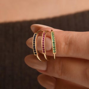 14K Solid Gold Emerald Wedding Band, Emerald Stacking Ring, 14K Real Gold Half Eternity Emerald Band, Emerald Ring for Women