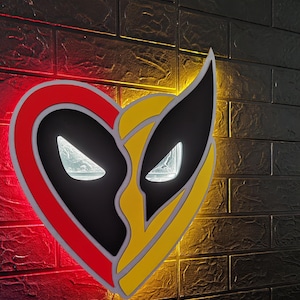 Deadpool & Wolverine Neon Lamp - Classic Comic Book Design - Superhero Night Light - Handmade Artisan Decor
