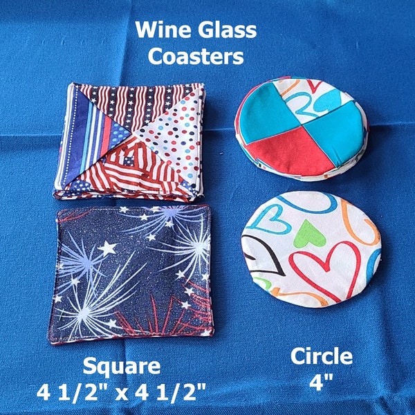 Wine Glass, Coaster, Americana, Circle, Square,