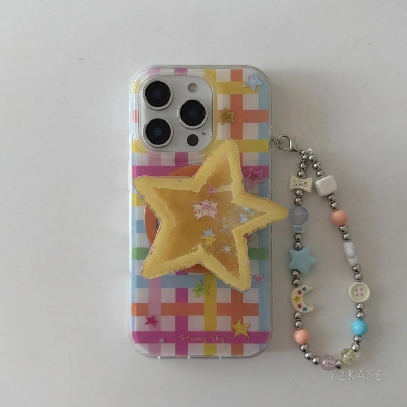Starry Sky Clear MAGSAFE iPhone Case with Star Grip, Y2K Aesthetic Cover for iPhone 17 16 15 14 13 Pro Max, Gift for Her