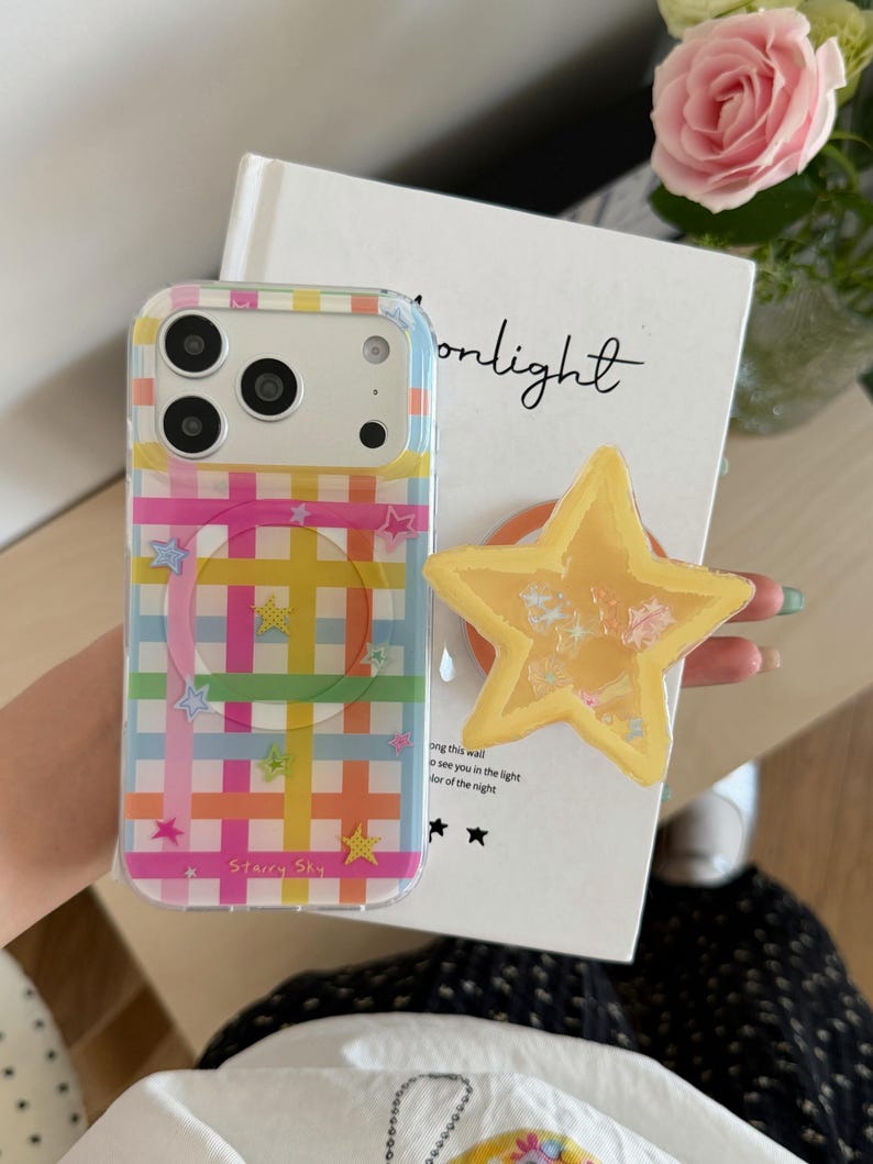 Starry Sky Clear MAGSAFE iPhone Case with Star Grip, Y2K Aesthetic Cover for iPhone 17 16 15 14 13 Pro Max, Gift for Her
