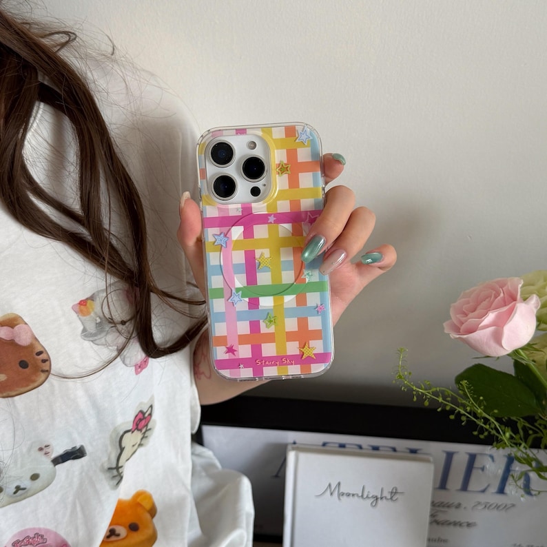 Starry Sky Clear MAGSAFE iPhone Case with Star Grip, Y2K Aesthetic Cover for iPhone 17 16 15 14 13 Pro Max, Gift for Her