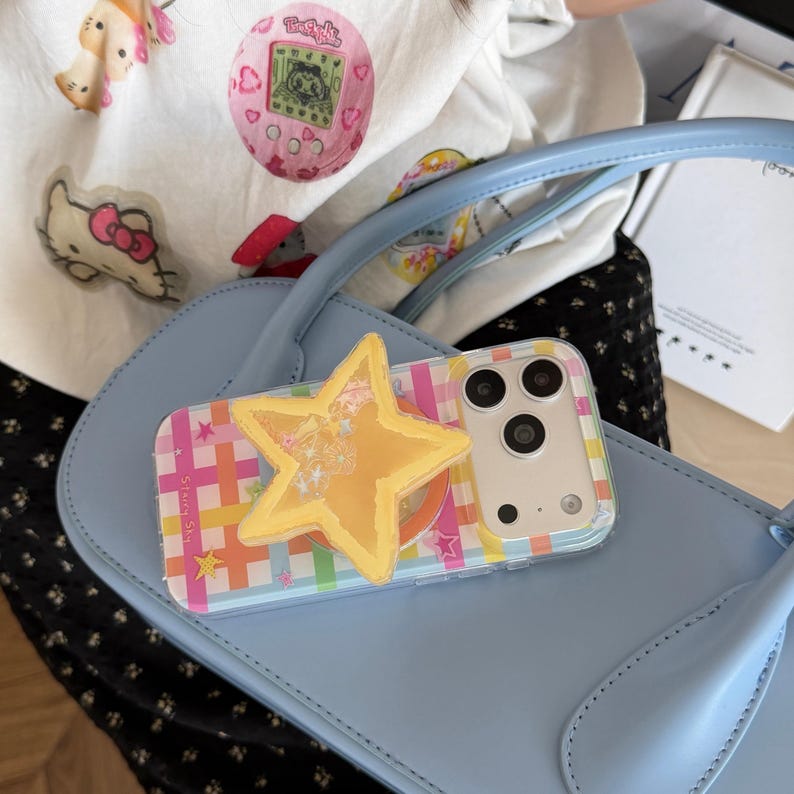 Starry Sky Clear MAGSAFE iPhone Case with Star Grip, Y2K Aesthetic Cover for iPhone 17 16 15 14 13 Pro Max, Gift for Her
