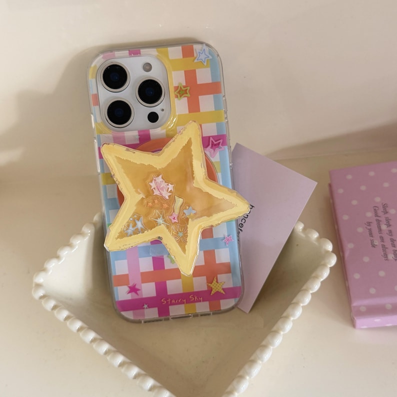 Starry Sky Clear MAGSAFE iPhone Case with Star Grip, Y2K Aesthetic Cover for iPhone 17 16 15 14 13 Pro Max, Gift for Her