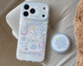 Seal Clear MAGSAFE iPhone Case with Grip & Charm, Kawaii Y2K Cute Aesthetic Phone Cover for iPhone 17 16 15 Pro Max Gift