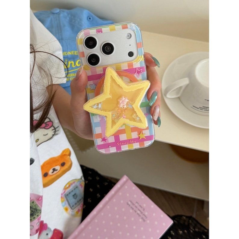 Starry Sky Clear MAGSAFE iPhone Case with Star Grip, Y2K Aesthetic Cover for iPhone 17 16 15 14 13 Pro Max, Gift for Her