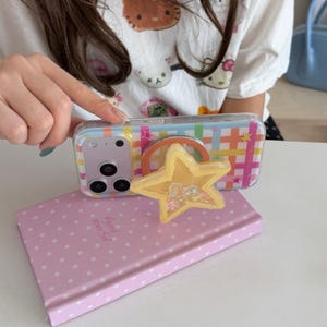 Starry Sky Clear MAGSAFE iPhone Case with Star Grip, Y2K Aesthetic Cover for iPhone 17 16 15 14 13 Pro Max, Gift for Her