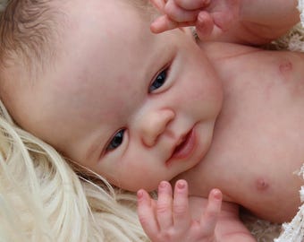 Baby Doll Parker by Sandy Faber – 50 cm - 21 inch – Silicone Feel – Mohair Rooted – Girl or Boy – Special Launch Price