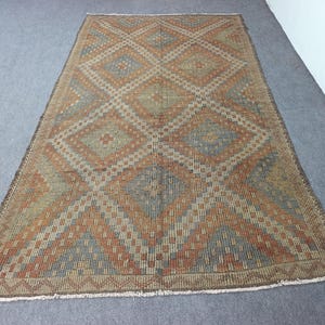 Large Turkish Kilim Rug: 6x11 Vintage Wool Area Rug