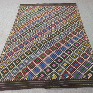 Handmade 6x9 Vintage Bohemian Eclectic Turkish Kilim Rug - oversized bedroom living room rug