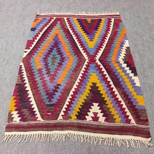 Vintage Turkish Oushak Rug: 3x4 ft Wool Bohemian Floor Covering