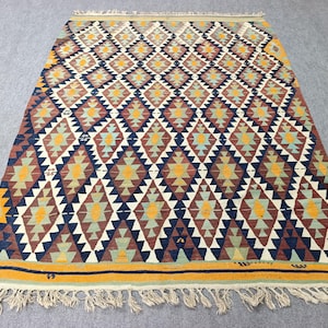 6x7 rugs for living room - large area kilim - Vintage Turkish kilim - kelim teppich