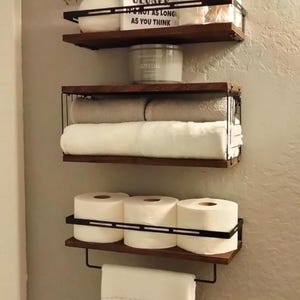 3+1 Tier Wood Wall Mounted Bathroom Shelves | Floating Shelves | Corner Shelves | Over Toilet Storage | Bathroom Storage |Bathroom Organizer
