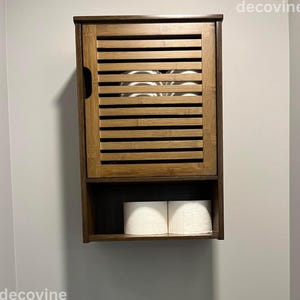 Bamboo Wall Medicine Cabinet With Single Door & Open Bottom Shelf | Wall Storage | Bathroom Organizer | Housewarming Gift