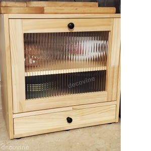 Wooden Bread Box With Drawer & Acrylic Door | Wood Kitchen Storage | Food Storage | Kitchen Storage Box | Bread Keeper | Kitchen Organizer