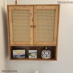 Bamboo Bathroom Cabinet With 2 Doors | Wall Mounted Cabinet | Wooden Medicine Cabinet | Solid Wood Cabinet | Bathroom Storage