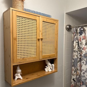Bamboo Bathroom Cabinet With 2 Doors | Wall Mounted Cabinet | Wooden Medicine Cabinet | Solid Wood Cabinet | Bathroom Storage