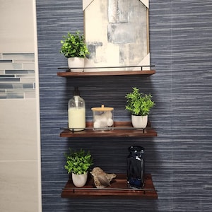 Set of 3 Wall Mounted Bathroom Shelves | Corner Shelves | Kitchen Shelves | Bathroom Storage | Over Toilet Storage | Wall Shelves