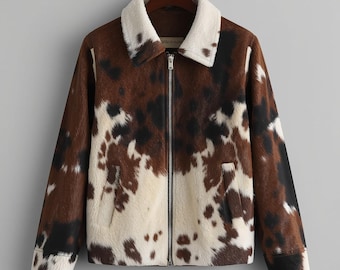 Genuine Cowhide Hair-On Leather Jacket for Women | Natural Cow Hair Skin Jacket