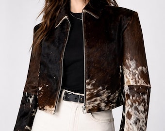 Rindsleder Hair-On Lederjacke | Oberbekleidung im Western-Stil