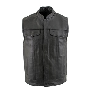 Men’s Leather Vest, Motorcycle Vest in Cowhide, Handmade Personalized Leather Vest for Men