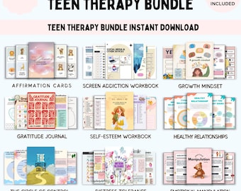 Pacote completo de exercícios para terapia de adolescentes, caderno de terapia, diário do terapeuta para ansiedade, psicologia e saúde mental infantil, estratégias de enfrentamento para adolescentes, TAG (Transtorno de Ansiedade Generalizada).