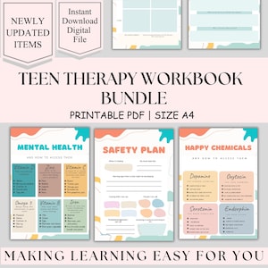 Teen Mental Health Workbook, social emotional learning, Anxiety Worksheet, teen therapy, Adolescent, self help, BPD, DBT, CBT, Coping skills