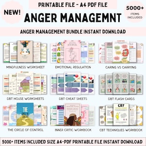 Anger Management Bundle for Teens and Adults. A Look Inside Your Brain. Self-Help Therapy Workbook. CBT. Behavior Management. Coping Skills