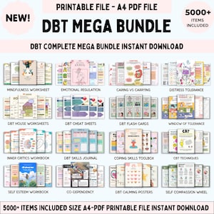 DBT mega bundle. Dialectical Behavior Therapy. Distress Tolerance Skills. Mindfulness skills. Therapist Resources. Client tools. Workbooks