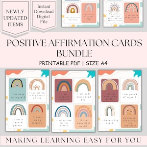 Cartes d'affirmation positive, cartes de pleine conscience, cartes d'affirmation, feuilles de travail de thérapie, outils de thérapie, outils de conseil, cartes positives,