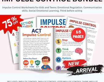 Impulse Control Worksheets for Kids and Teens: Emotional Regulation. Communication skills. Social Emotional Learning. Think before acting