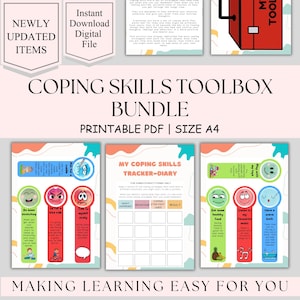 Coping skills toolbox, play therapy, therapy worksheets, therapy activities, calming tools, counselling office decor, counselor office, DBT