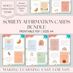 Cartes d'affirmation de sobriété, rétablissement, stratégies d'adaptation à la dépendance, cartes de rétablissement de la dépendance, cadeaux de sobriété - Pratique de la pleine conscience, thérapie