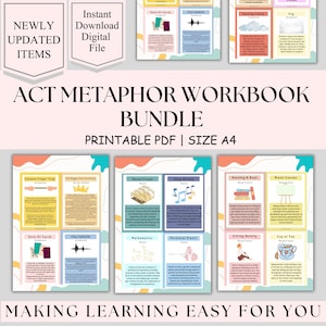 ACT-metafoor-flashcards, therapiekaarten, psychologische flexibiliteit, therapiewerkbladen Acceptatie- en commitmenttherapiemetafoor