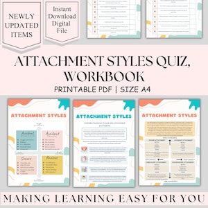 Attachment styles quiz, adult attachment styles, attachment worksheet, attachment theory, therapy worksheets, therapy games, self esteem,CBT