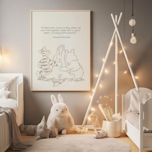 Winnie the Pooh Nursery Wall Art, Pooh Bear Friendship Wall Art, Winnie the Pooh Keep Me In Your Heart Quote Art