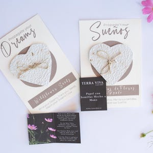 Carte coeurs ensemencés – papier fleurs sauvages à planter | Cadeau écologique pour les rêveurs et les passionnés | Cadeau en papier graine Cosmos