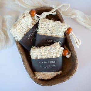 Sisal Soap Saver Bag • Natural Exfoliating Soap Pouch • Plastic-Free • Use Every Last Bit of Soap • Eco Bathroom Accessory