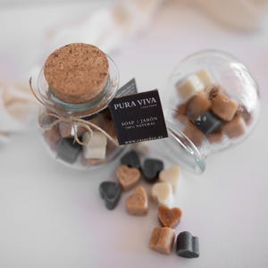 Mini saponette a forma di cuore in barattolo di vetro – Saponi per ospiti lavorati a freddo – Bomboniera per matrimonio – Sapone vegano fatto a mano – Idea regalo ecologica