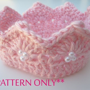 Princess Crown Crochet Pattern for Infant through Preteens Beginner Intermediate Pattern image 1