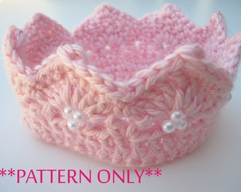 Princess Crown Crochet Pattern for Infant through Preteens - Beginner Intermediate Pattern