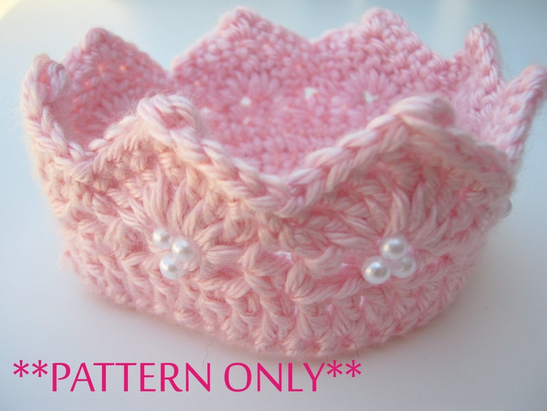 Princess Crown Crochet Pattern for Infant through Preteens Beginner Intermediate Pattern image 1