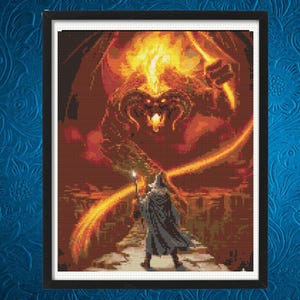 Balrog-Kreuzstichmuster, Gandalf-Kreuzstichmuster, „Du sollst hier nicht vorbei“-Kreuzstichmuster, Sofort-Download