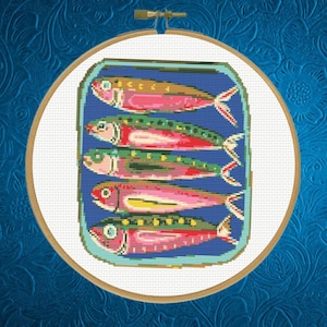 Sardines Can Cross Stitch Pattern, Sardines Tin Cross Stitch Pattern, Instant Download