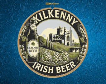 Schema punto croce birra irlandese Kilkenny, schema punto croce Irlanda, download immediato