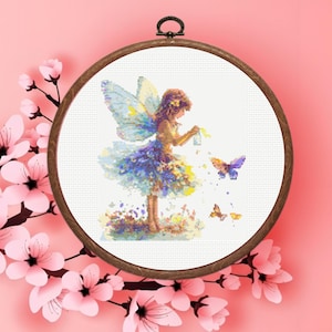 Floral Fairy Cross Stitch Pattern, Forest Fairy Cross stitch pattern, Instant Download