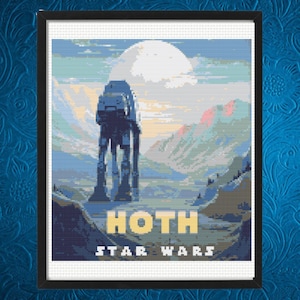 Korsstygnsmönster Hoth, Star Wars Planet korsstygnsmönster, Star Wars korsstygn, omedelbar nedladdning
