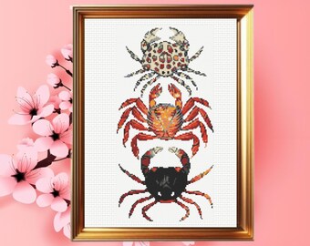 Crab Cross Stitch Pattern, Instant Download