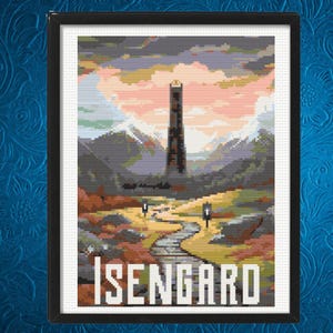 Wzór haftu krzyżykowego Isengard, wzór haftu krzyżykowego Fantasy Earth, natychmiastowe pobranie